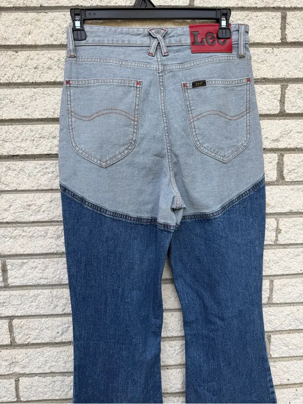 Lee Two-Tone High-Rise Flare Jeans — Light Blue & Dark Blue - Image 11