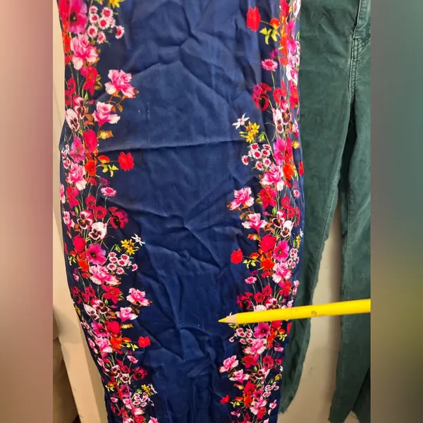 By Anthropologie $148 Double Strap‎ Blue Halter Column Midi Blue Floral Dress - Image 5