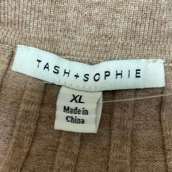 Tash + Sophie Tan Long Sleeve Ribbed Knit Collared Polo Sweater Maxi Dress XL - Image 4