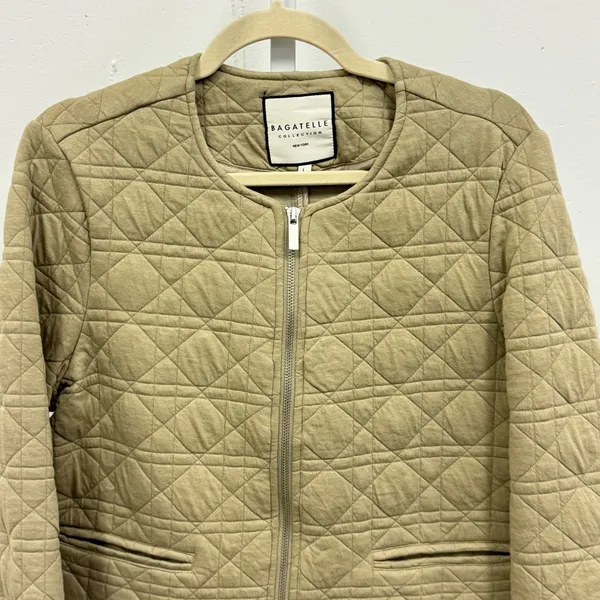 Bagatelle Women's Quilted Zip Up Spring‎ Jacket Windbreaker Olive Green Large - Image 4