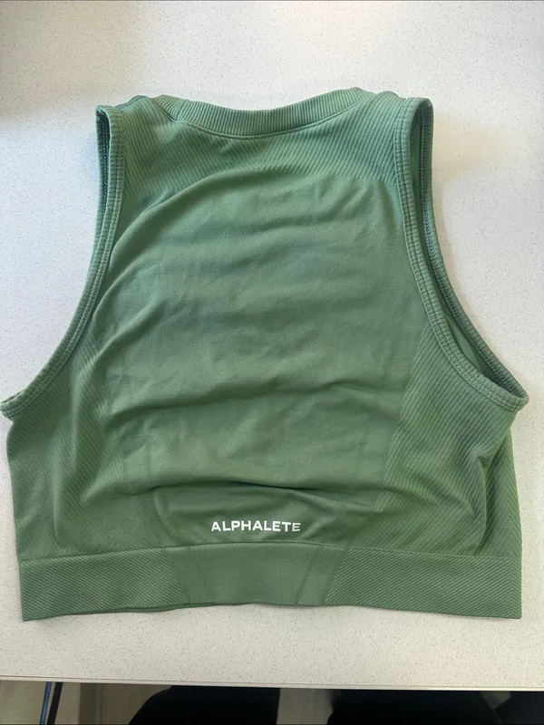 Alphalete Sage Green Seamless High Neck Crop Tank - Image 2