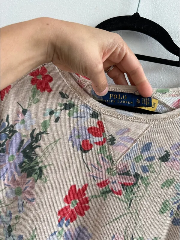 Polo Ralph Lauren Thermal Floral print knitted dress in beige XL - Image 5