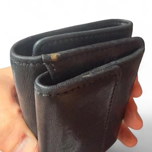 Jimmy Choo Black Leather Studded Star Wallet Compact Trifold Made Italy - Image 8