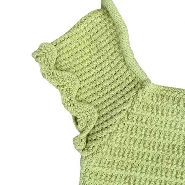 Zara Lime Green Crochet Off Shoulders Cropped Tank Top SZ S #1138 - Image 3