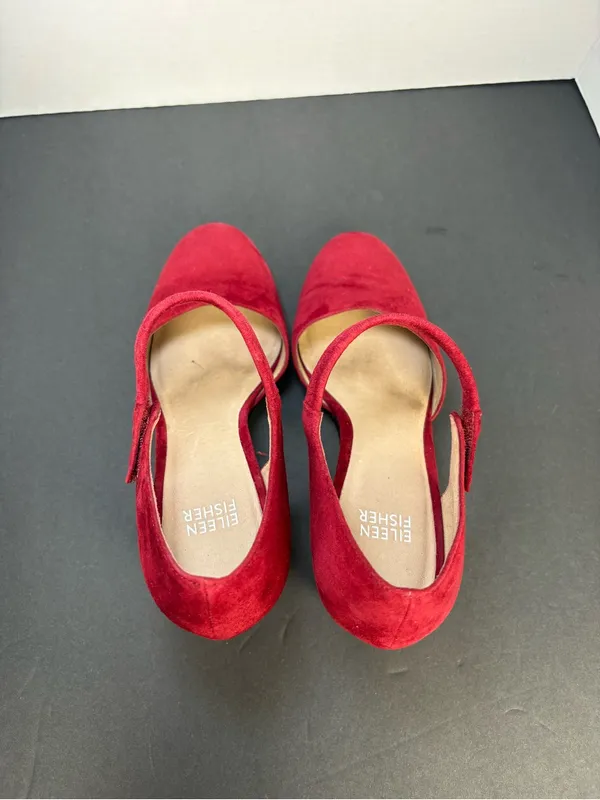 Eileen Fisher Mary Jane Block Heel Pumps in Burgundy red Suede 3 inch heel Size 8 - Image 9