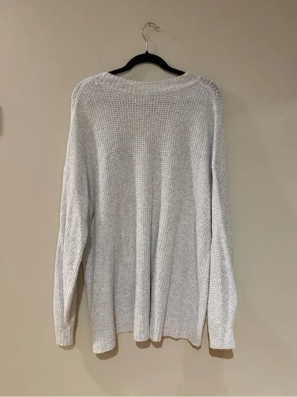 American Eagle Gray Waffle Knit Sweater - Image 4