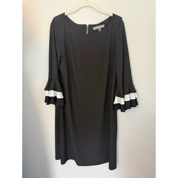 Danny And Nicole Black Bell Sleeve Dress Sz 14 - Image 3