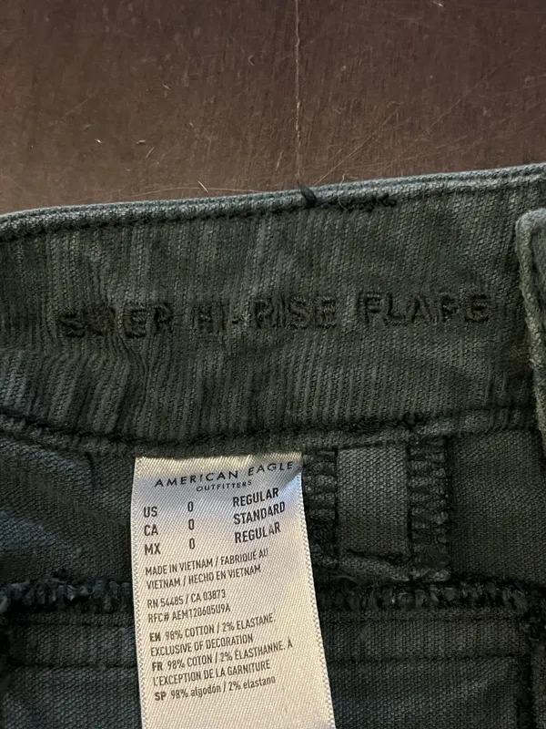 American Eagle Outfitters Pants Womens 0 Gray Hi-Rise Flare Corduroy Stretch - Image 9