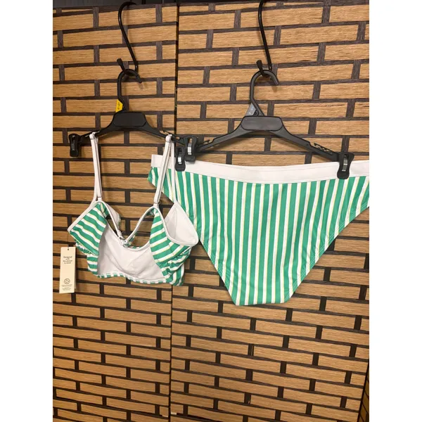 No Boundaries Green And White Stripe Bikini Set Size‎ XL - Image 2