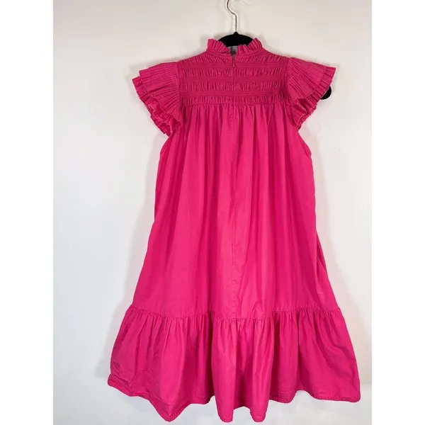 Love The Label Dress Pink Poppy Mini Smocked Flutter A Line Barbiecore Small - Image 10