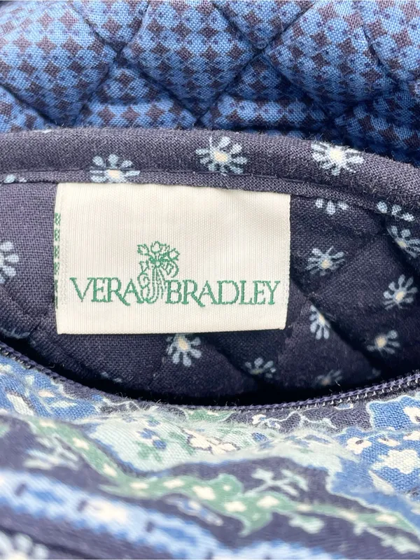Vera Bradley Seaport Navy Villager Scalloped Tote Bag Floral Vintage 2002 Y2K - Image 9