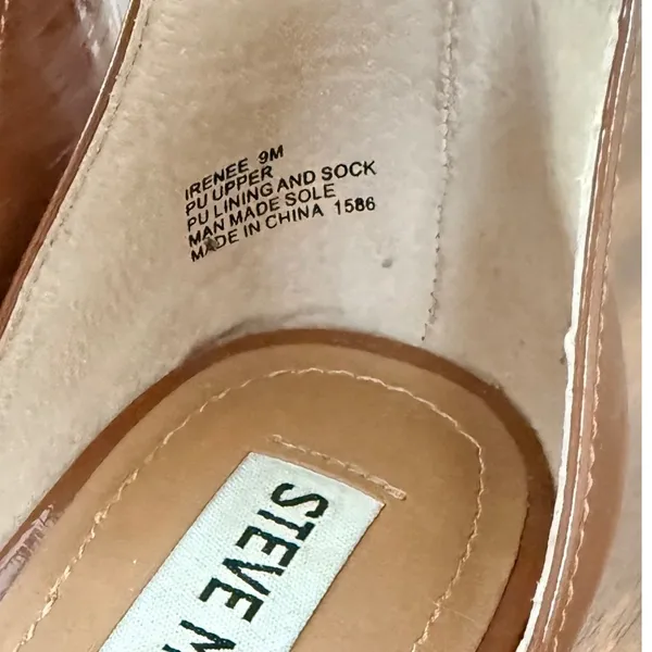 Steve Madden Womens Tan Patent Leather Block Heel Ankle Strap Sandals Size 9 - Image 10