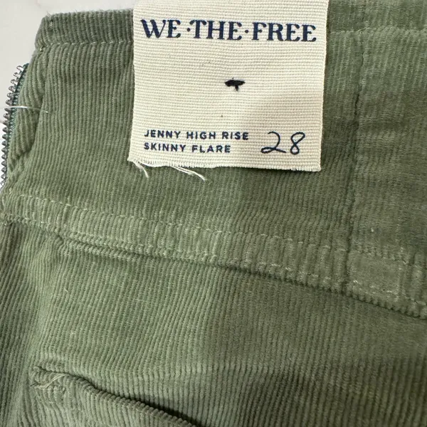 We The Free NWT Free People High Waisted Corduroy Pants Size 28 Green - Image 3