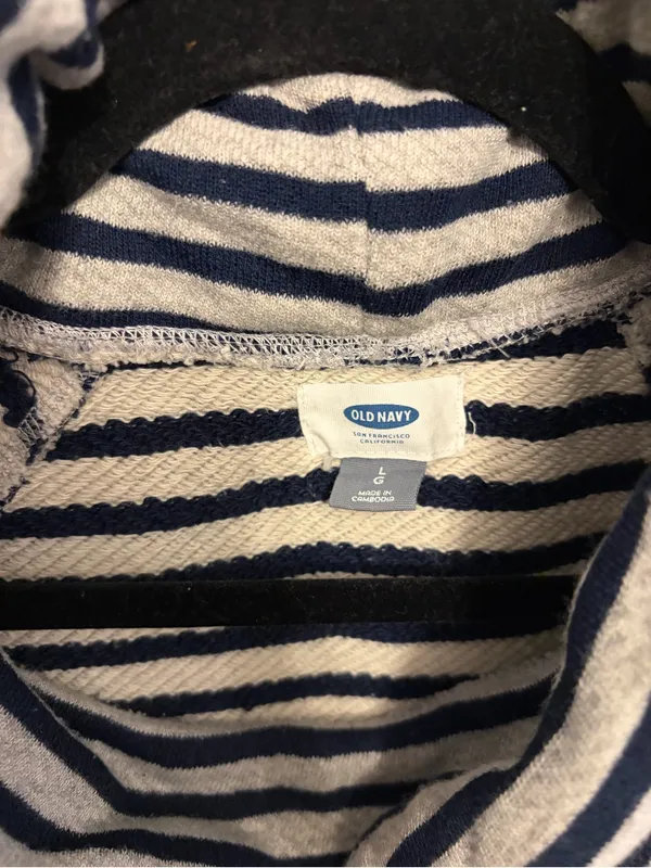Old Navy Navy and Grey Striped Cowl Neck Sweater - Image 5