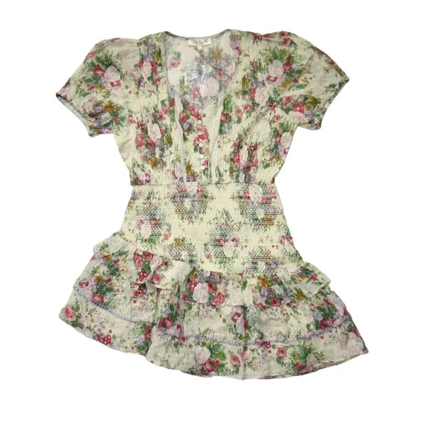 NWT LoveShackFancy Keelin Mini in Shining Gemstone Floral Cotton Dress XS - Image 5