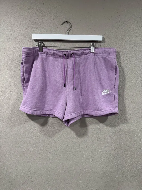 Nike Sportswear Essential French Terry Cloth Purple Shorts - Image 2