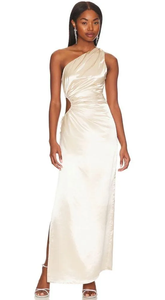 Line & Dot Eliza One Shoulder Maxi Dress - Champagne Nwt - Image 2