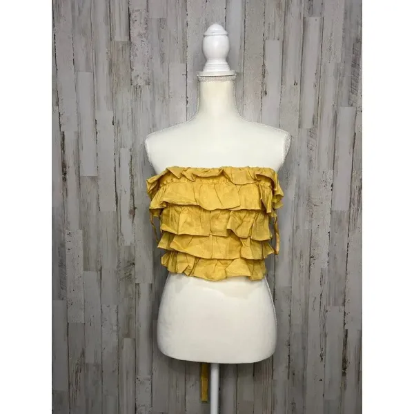 Hello Molly Yellow Ruffled‎ Tulle Corset Top Blouse Size Medium Party Wear - Image 2