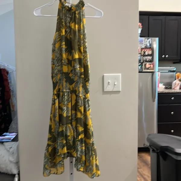 Olivaceous Yellow and Green Mini Dress - Image 4