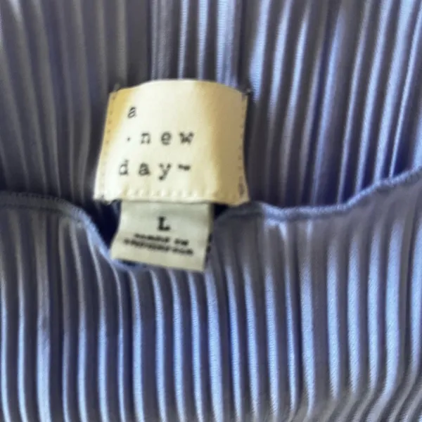 A New Day Blue Ribbed Long Sleeve Blouse - Image 2