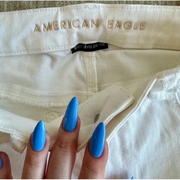American Eagle Next Level Stretch Women's High Rise Skinny Jeans White 12 Short - Image 4