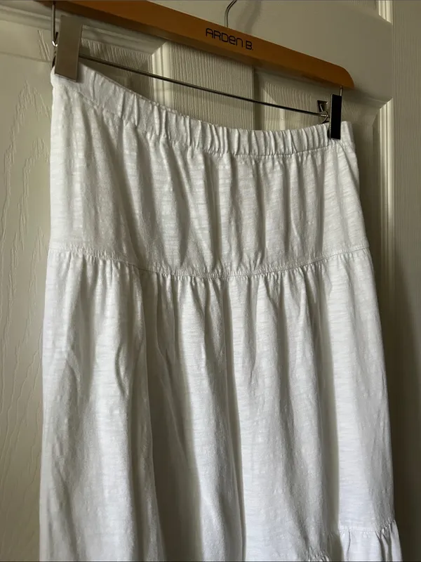 Dylan ❤️ White Tiered Cotton Midi/Maxi Skirt Coastal Cottagecore Minimalist Sz M - Image 3