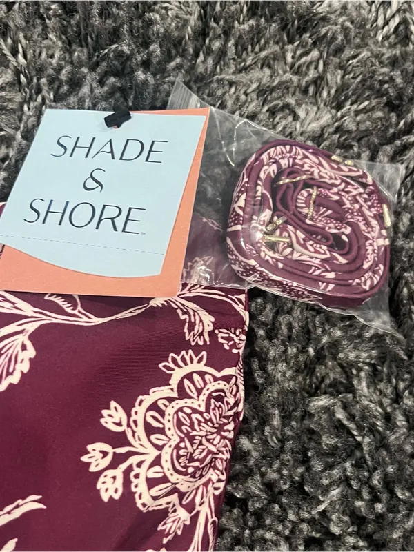 🌺Nwt Shade & Shore Burgundy Paisley Swimsuit Size Small🌺 - Image 4