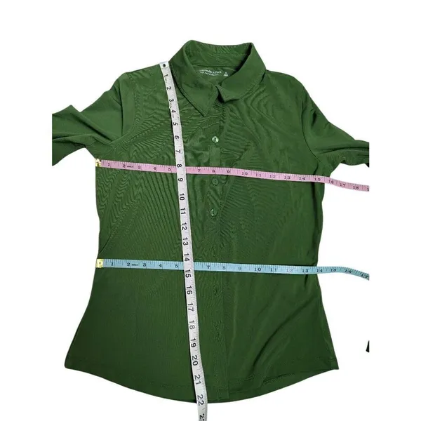 Abercrombie & Fitch slim jersey button down shirt green Small - Image 9