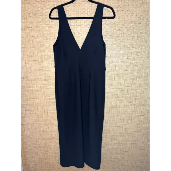 Abercrombie & Fitch Black V-Neck Midi Dress Large Tulip Hem Sleeveless Cocktail - Image 6