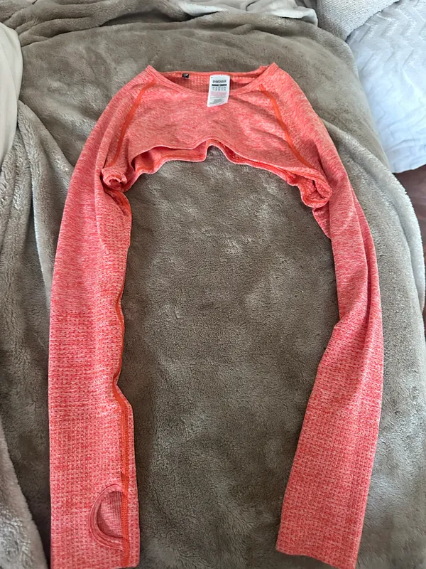 Gymshark orange long sleeve bolero shrug crop top - Image 3