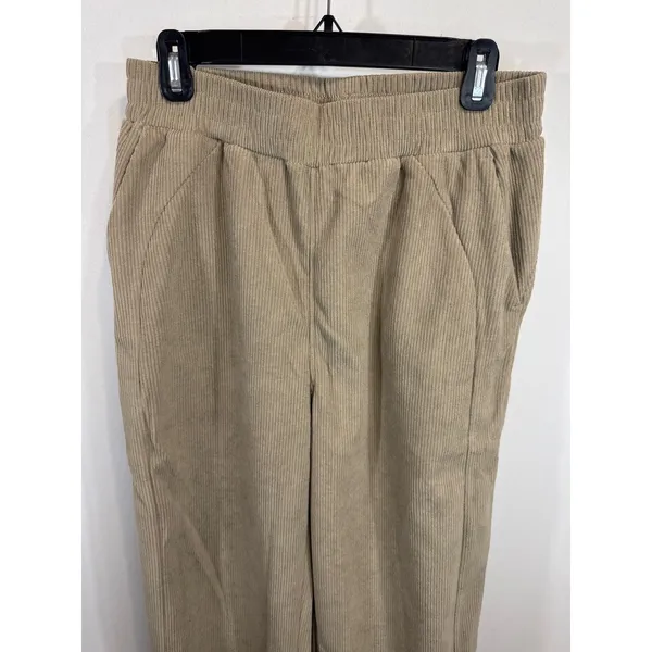 Halara Corduroy Wide Leg Pants Tan Elastic Waist‎ Casual Women's Medium NWT - Image 2