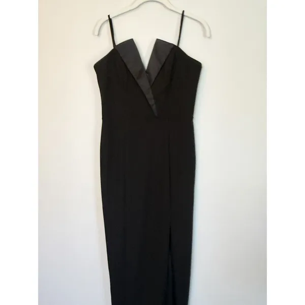 Betsy & Adam Black Tux Detail Strapless Column Gown Size 10 $239 NEW - Image 5