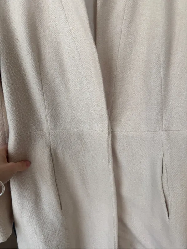 Zara blazer mini dress ecru beige collar pockets long sleeve neutral - Image 6