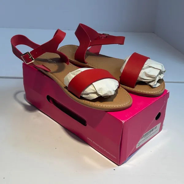 Dream Pairs‎ Hoboo Red Flat Ankle Strap Sandals Womens 8.5 NEW - Image 2