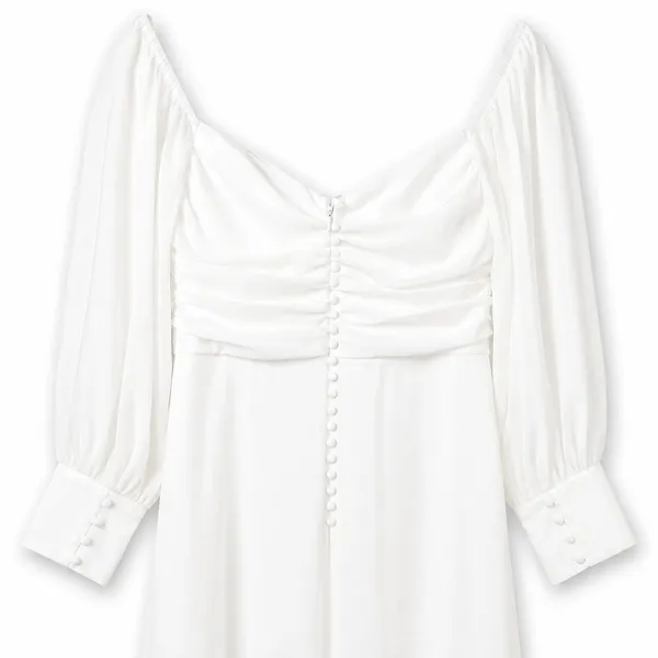 NEW Lulus Lux Bridal Adorna White Off-the-Shoulder Semi-Sheer Chiffon Maxi Dress - Image 9