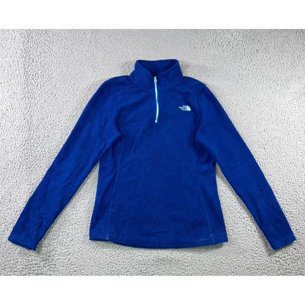 The North Face Fleece Pullover Women Small Blue Quarter Zip TKA 100 Regular‎ Fit - Image 2