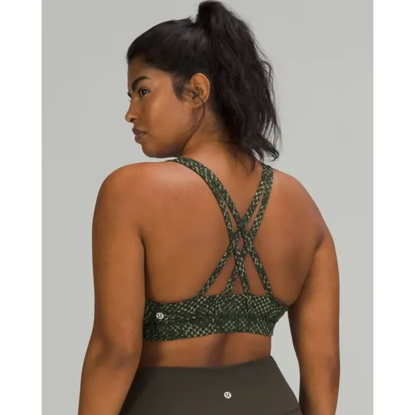 Lululemon Energy Bra Medium‎ Support Reptilia Jacquard Rainforest Green Sz 2 - Image 2