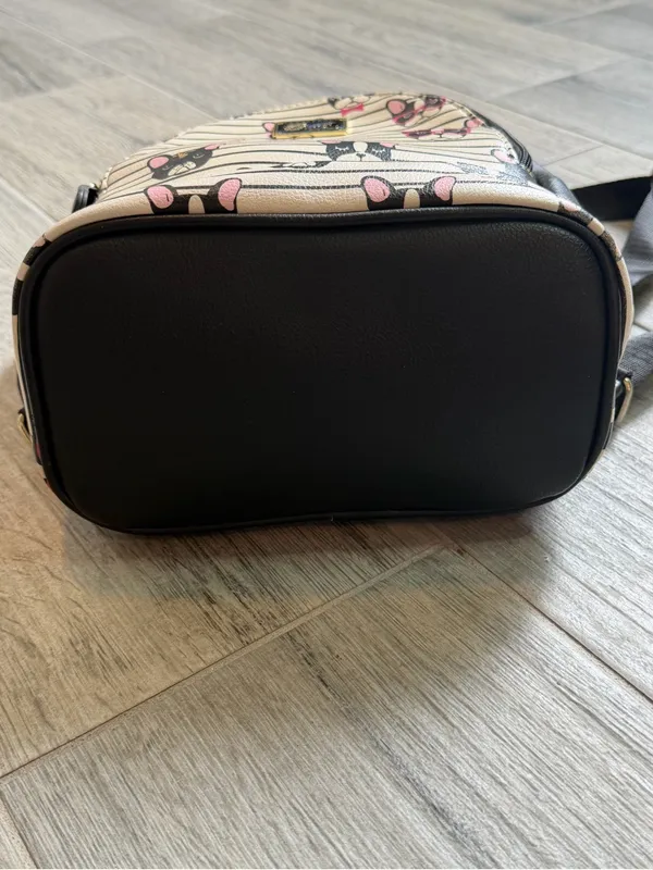 Betsey Johnson Purse Backpack Frenchy French Bulldog Striped Pattern - Image 3