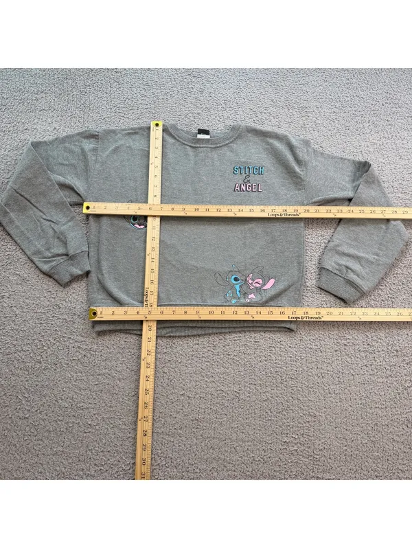 Disney Lilo & Stitch Angel Gray Crewneck Sweatshirt Women’s XS Jerry Leigh Movie - Image 3