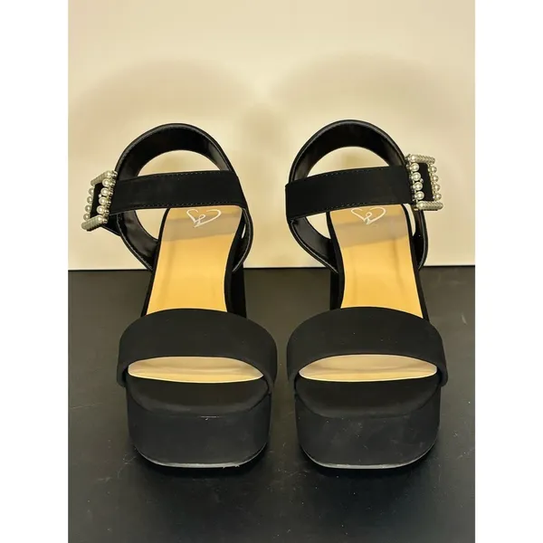Windsor Black Dazzling Grace Faux Pearl Platform Heels Size 6 - Image 3