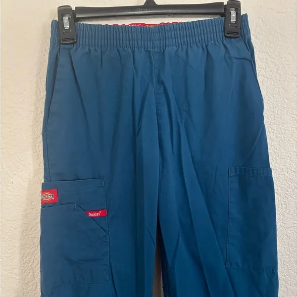 Dickies Scrub Pants XXS Teal Blue Elastic Waist Cargo Pocket Medical Uniform - Image 2