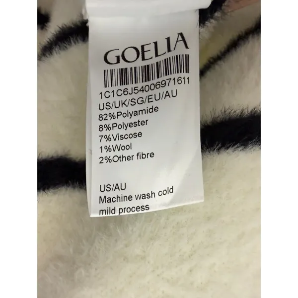 Goelia Eco-Friendly Mink Knitted Striped Cardigan Cream Black Gold Medium - Image 7