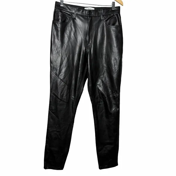 Abercrombie Curve Love The Skinny High Rise Faux Leather Pants Black 31/ 12 - Image 3