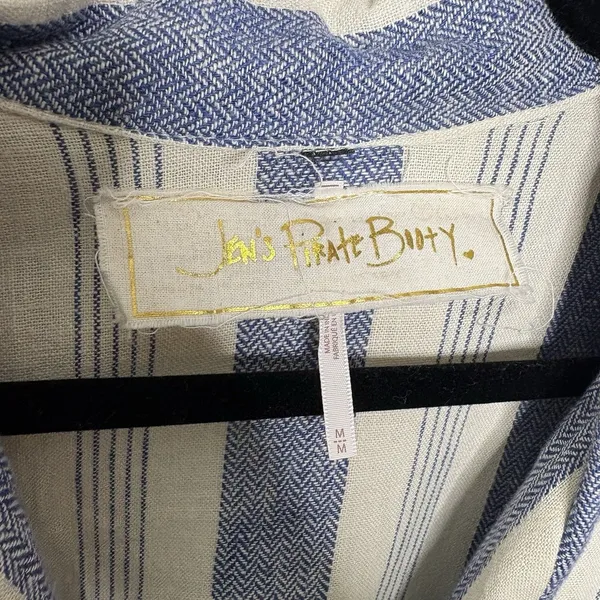 Jen's Pirate Booty Imperial Jumpsuit Linen Blend Striped Romper Size Medium - Image 4