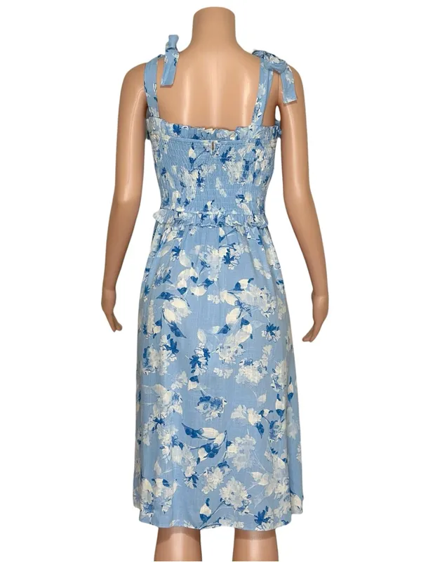 MISA LOS ANGELES Primrose Midi Dress, Blue Washed Wildflower, Small - Image 7