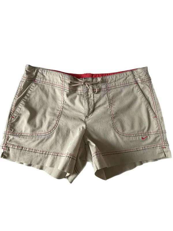 NIKE Khaki/Beige Utility Shorts with Contrast Stitch & Drawstring Stretch Medium - Image 2