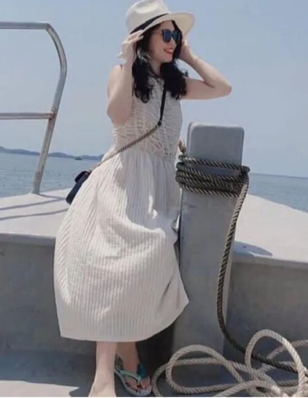 Zara cream ivory off white crochet midi dress - Image 6