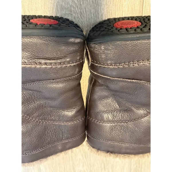 FitFlop Mukluk Leather Shearling Lined Winter Boots Brown Womens‎ 6 - Image 10
