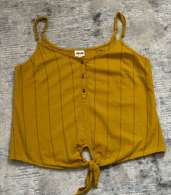 Dizzire Yellow Black Striped Thin Adjustable Strap Crop Top size M - Image 4