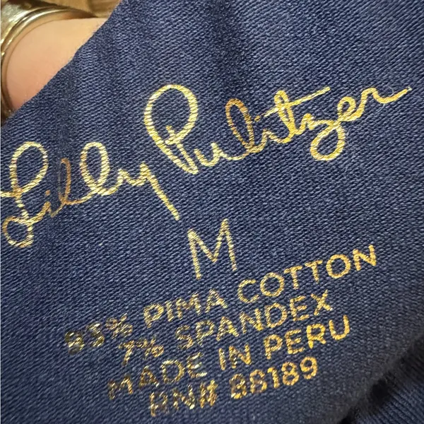 Lilly Pulitzer Kourtney One Shoulder Navy Bodysuit Women's Size M Pima Cotton - Image 3